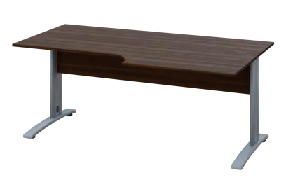 ERK 18 - 188 stůl kancelářský, rohový, pravý, kovová podnož stříbrná, deska 18 mm, široký 1800 mm, ořech královský